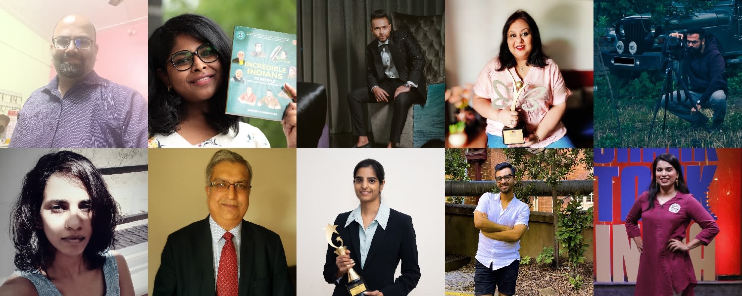 A collage of profile photos of Leeds Indian alumni members