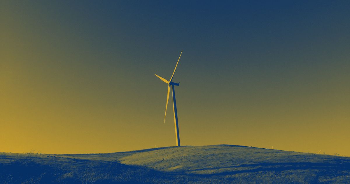 Wind turbine in a field