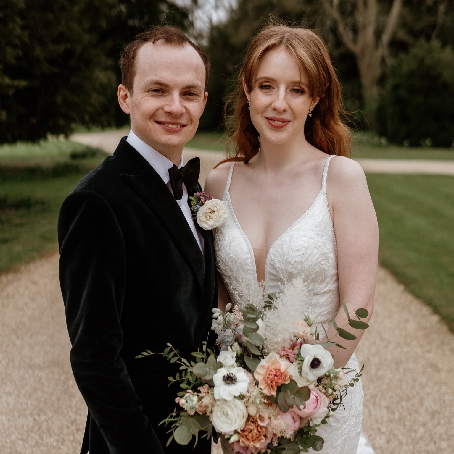 A man and woman on their wedding day.