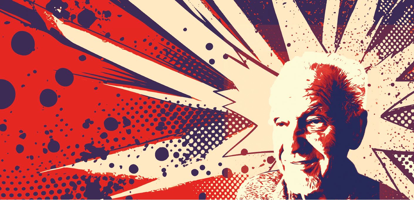 Profile image of David Fine with artwork colouring him in