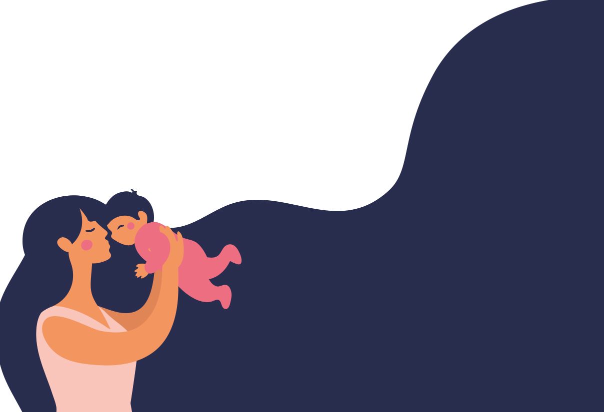 Cartoon of mother lifting a baby into the air